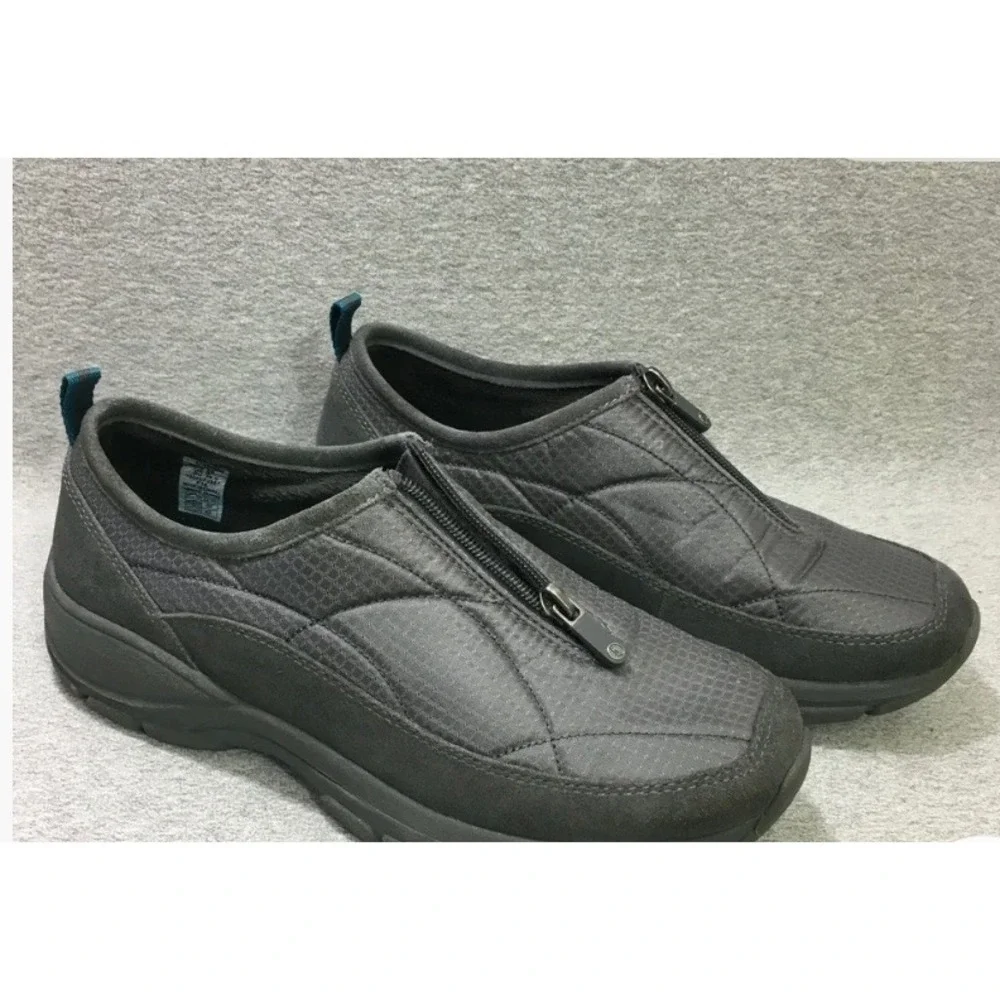 Lands End Womens All Weather‎ Zip Front Suede Insulated Winter Shoes Gray 8.5 B